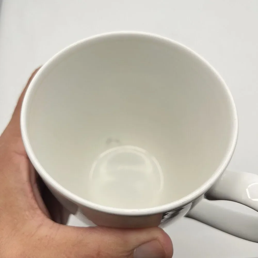 Crate & Barrel Mug White Porcelain Handled 4